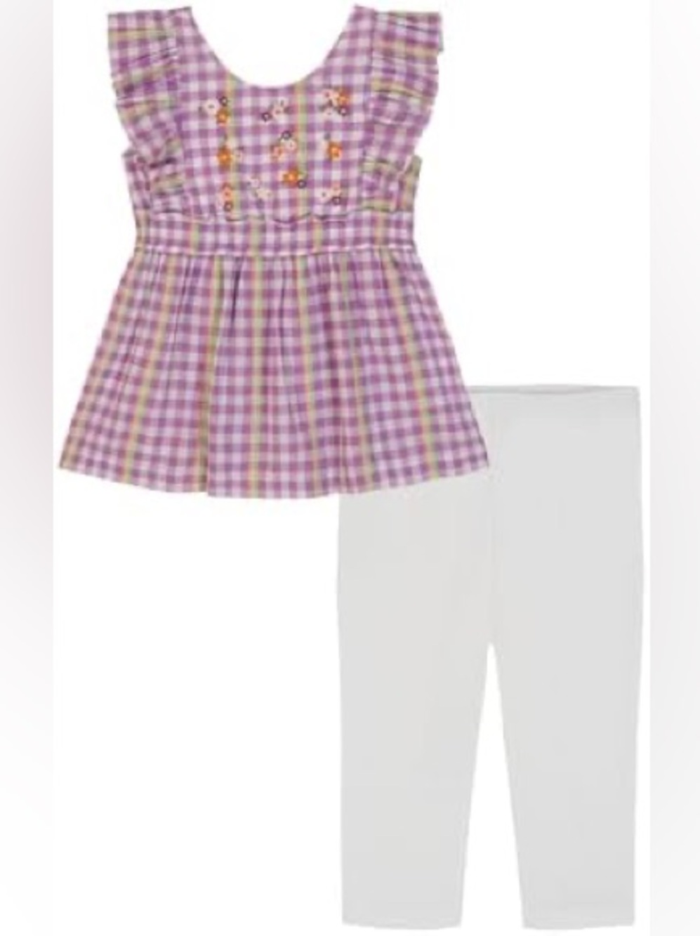 Girls 4t two piece tunic set leggings gingham blouse top new nwt plaid flowers
